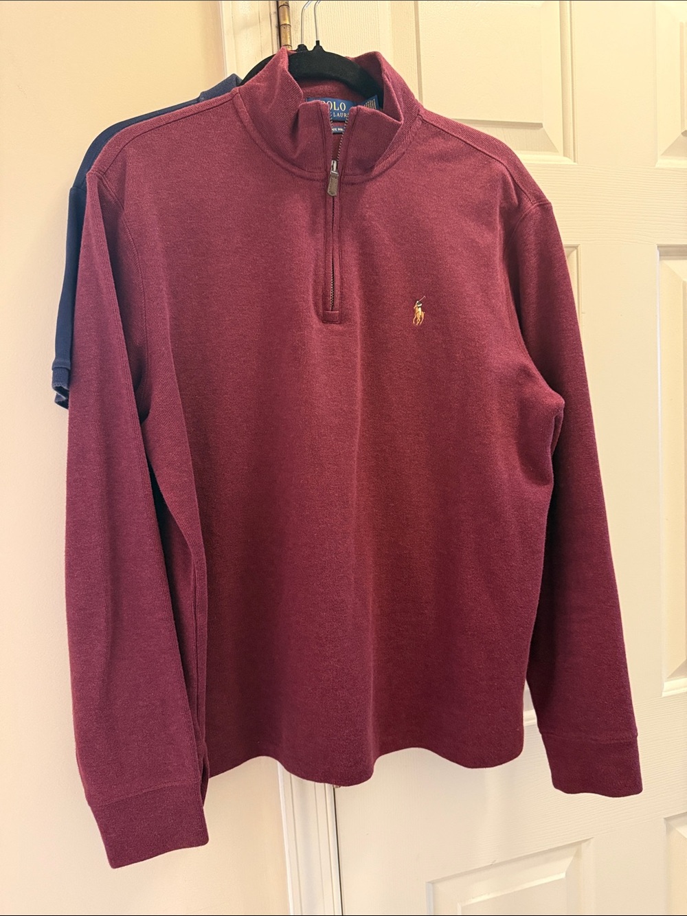 Polo by Ralph Lauren Men's Zip-Neck Sweater - Maroon with Gold Pony